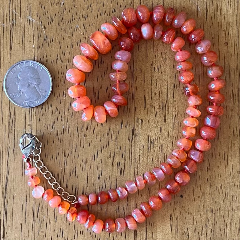 Vintage, orange Carnelian agate bead necklace - Picture 2 of 5